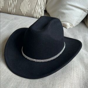 Black Cowboy Hat with Rhinestone Band